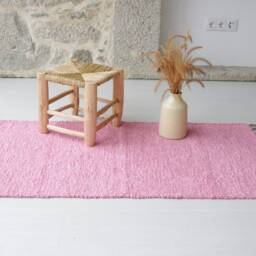 Medium Handwoven Pink Rug, Nursery Bathroom Bedroom Kitchen Girl Room Decoration, Hallway Rug - thumbnail 4