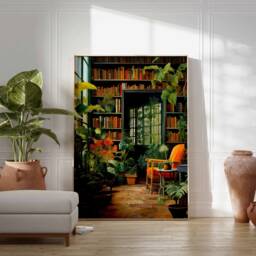 Vintage Library Poster, Book Shop Print, Lovers Gift, Reading Antique Wall Art, Retro Gift Idea - thumbnail 3