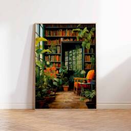 Vintage Library Poster, Book Shop Print, Lovers Gift, Reading Antique Wall Art, Retro Gift Idea - thumbnail 2