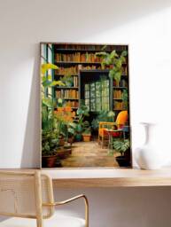 Vintage Library Poster, Book Shop Print, Lovers Gift, Reading Antique Wall Art, Retro Gift Idea - thumbnail 1