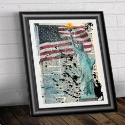 Lady Liberty Art Print Usa Flag On Antique Dictionary Page - thumbnail 2
