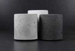 Round Concrete Pen Holder, Industrial Desk Organizer, Artisan Minimalist Office Decor - Eightpluse Studio - thumbnail 1