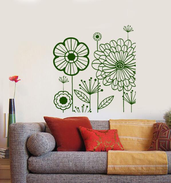 Wall Vinyl Decal Abstract Dandelions Puffball Bouquet Of Flowers Flower Ornament Modern Home Decor - #1130Dz - image 1