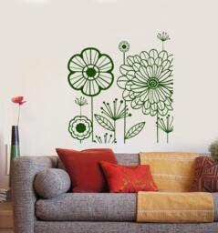 Wall Vinyl Decal Abstract Dandelions Puffball Bouquet Of Flowers Flower Ornament Modern Home Decor - #1130Dz - thumbnail 1