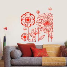 Wall Vinyl Decal Abstract Dandelions Puffball Bouquet Of Flowers Flower Ornament Modern Home Decor - #1130Dz - thumbnail 2