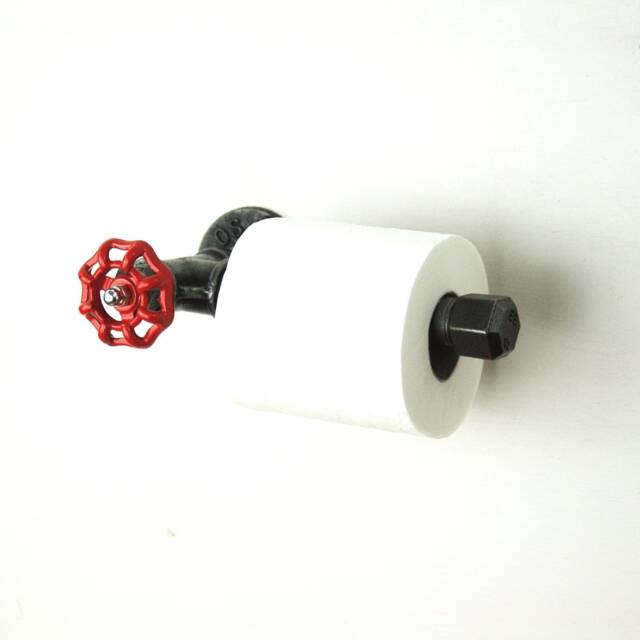 Toilet Paper Dispenser Model 1 - Industrial Style Steering Wheel Made Of Plumbing Fittings - image 1