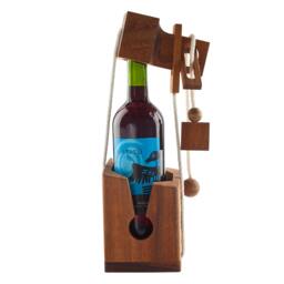 Wooden Wine Rack Brain Teaser Puzzle, Housewarming Party Gift, Dinner Game, Bachelorette Props, Gift For Wine & Puzzle Lover - thumbnail 1