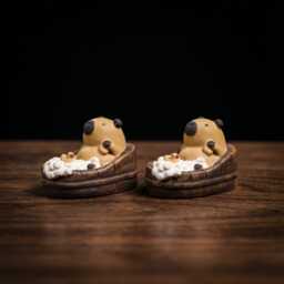Capybara Bathing Tea Pet Figurine Handmade Zisha Cute Animal Chinese Ceremony Table Decor Gift Collectible Art Statue - thumbnail 3