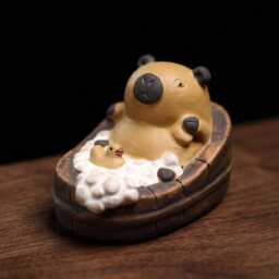 Capybara Bathing Tea Pet Figurine Handmade Zisha Cute Animal Chinese Ceremony Table Decor Gift Collectible Art Statue - thumbnail 1