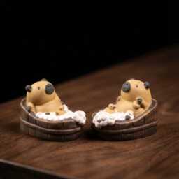Capybara Bathing Tea Pet Figurine Handmade Zisha Cute Animal Chinese Ceremony Table Decor Gift Collectible Art Statue - thumbnail 2