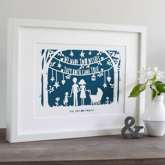 Personalised Wishes Art Print, Family Silhouette, Nursery Decor - image 1