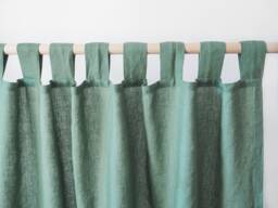 Eucalyptus Green Tab Top Linen Curtain Panel - Medium - 160 G/M2 - thumbnail 1