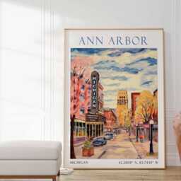 Vintage Ann Arbor Michigan Poster Downtown Travel Print - thumbnail 2