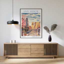 Vintage Ann Arbor Michigan Poster Downtown Travel Print - thumbnail 1