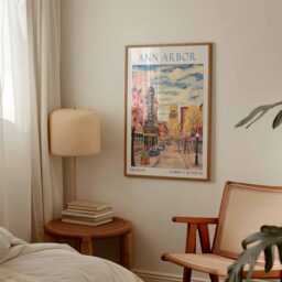 Vintage Ann Arbor Michigan Poster Downtown Travel Print - thumbnail 3