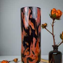 Handmade Mouth Blown Glass Vase Elegant Flame Design, 32cm Cylinder - thumbnail 2