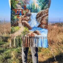 Large Woven Waterfall Tapestry Handmade Fiber Art Wall Decor - thumbnail 2
