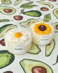 Sunflower & Daisy Soy Candle - Floral Scented Gift, Cozy Home Decor - 200G Glass Jar - thumbnail 1