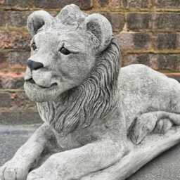 Stone Lion Statue Concrete Guardian Sculpture Cement Animal Decoration Lion Lover Gift Handmade Wildlife Figurine Yard Art - thumbnail 2