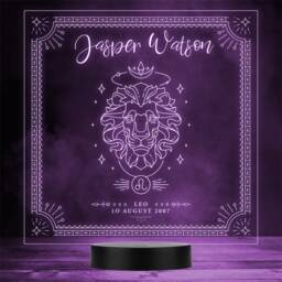 Zodiac Sign Leo Date Of Birth Personalised Gift Colour Change Led Night Light - thumbnail 1