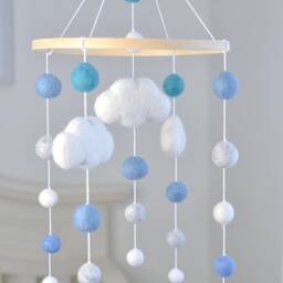 Baby Mobile/Baby Crib Mobile /Wool Felt Balls/Felt Cloud/Nursery Mobile/ Handmade Mobile/ Crib Decor/Bed Decor - thumbnail 2