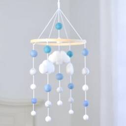 Baby Mobile/Baby Crib Mobile /Wool Felt Balls/Felt Cloud/Nursery Mobile/ Handmade Mobile/ Crib Decor/Bed Decor - thumbnail 3