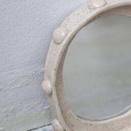 Handmade Ceramic Frame Mirror - White Speckled With Dot - thumbnail 3