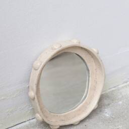 Handmade Ceramic Frame Mirror - White Speckled With Dot - thumbnail 2