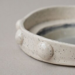 Handmade Ceramic Frame Mirror - White Speckled With Dot - thumbnail 4