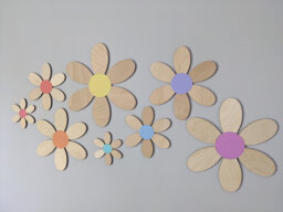 Wooden Flower Wall Art - Daisy Colourful Rainbow Colour Boho Nursery Decor - thumbnail 1