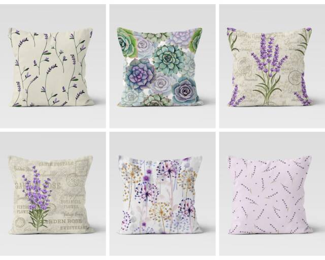 Lavender Plant Cushion Cover-Purple Pillow Case-Lilac Case-Aloe Vera Cover-Gift For Her Cushion-Handmade Material - image 1