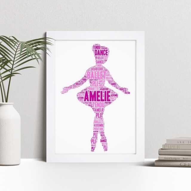 Personalised Ballerina Print - Ballet Dancer Custom Wall Art Birthday Gifts For Girls, Kids, Childrens Daughter, Granddaughter, Niece - image 1