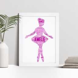 Personalised Ballerina Print - Ballet Dancer Custom Wall Art Birthday Gifts For Girls, Kids, Childrens Daughter, Granddaughter, Niece - thumbnail 1