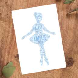 Personalised Ballerina Print - Ballet Dancer Custom Wall Art Birthday Gifts For Girls, Kids, Childrens Daughter, Granddaughter, Niece - thumbnail 3