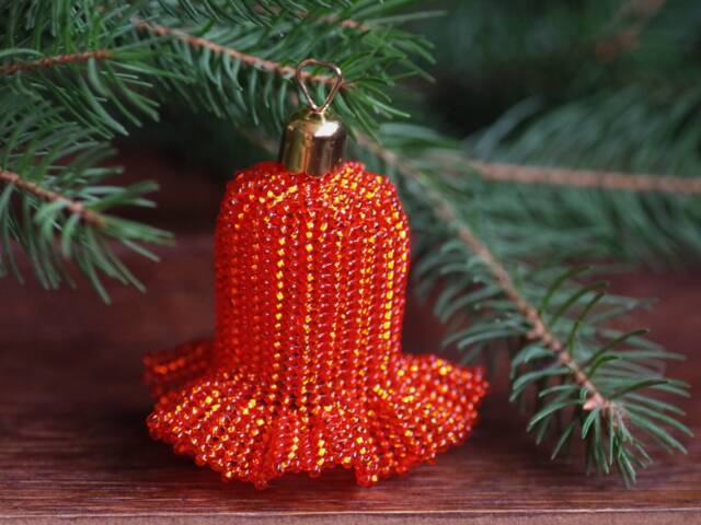 Beaded Bell For Christmas Tree, Exclusive Gift Christmas, New Year's Decorations Toy, Xmas Small Gifts Kids, Winter Holiday Decor - image 1