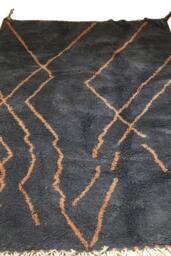 Dark Gray Moroccan Rug, Berber Carpet , Genuine Wool Rug , Handmade Boho Style, Dark Area With Orange Lines - thumbnail 2