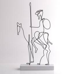 Handmade Don Quixote Wire Sculpture Unique Home Office Decor - thumbnail 2