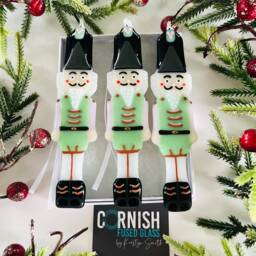 Fused Glass Nut Cracker, Toy Solider Christmas Decoration, Tree Decor, Cornish Fused Glass - thumbnail 1