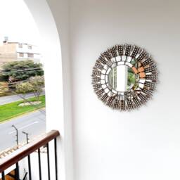 Round Silver Sunburst Mirror 60cm - Radiant Wall Handmade Peruvian Luxury Statement - thumbnail 3