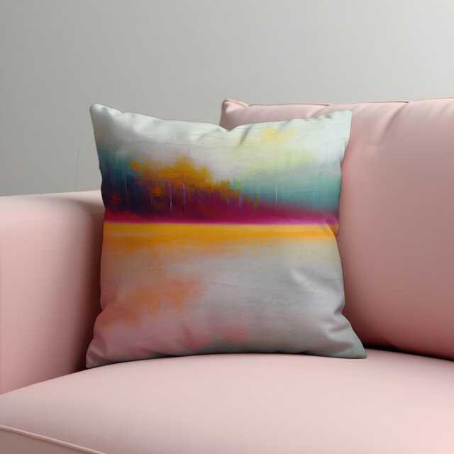 Abstract Sunset Cushion Cover, Colourful Watercolor Pillowcase, Modern Art Throw Pillow 18x18 - image 1