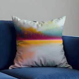 Abstract Sunset Cushion Cover, Colourful Watercolor Pillowcase, Modern Art Throw Pillow 18x18 - thumbnail 2