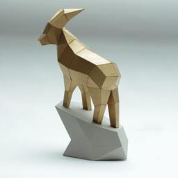 Ibex Diy Papercraft Kit By Paperwolf, Cut & Perforated Set, Paper Animals, Geometric Style, Polygonart, Lowpoly Interior Design - thumbnail 3