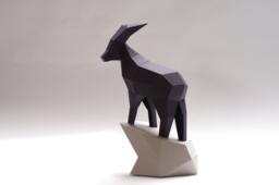Ibex Diy Papercraft Kit By Paperwolf, Cut & Perforated Set, Paper Animals, Geometric Style, Polygonart, Lowpoly Interior Design - thumbnail 1