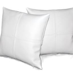 "2 White Check Faux Leather Cushions 16"" 18"" 20" - thumbnail 2