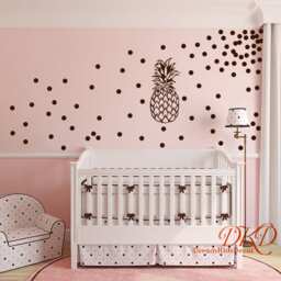 Pineapple Wall Decal, Gold Polka Dot Stickers, Nursery Accent - thumbnail 2