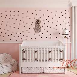 Pineapple Wall Decal, Gold Polka Dot Stickers, Nursery Accent - thumbnail 3
