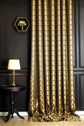 Luxury Gold Striped Curtains Custom Fabric Panel Drape