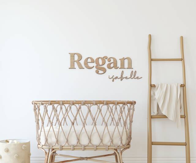 Kids Nursery Name Sign Bedroom Decor Wall Art First & Second Duo - image 1