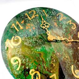 Earth Acrylic Pour Clock - thumbnail 3