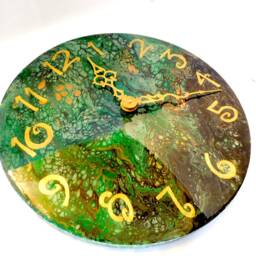 Earth Acrylic Pour Clock - thumbnail 2
